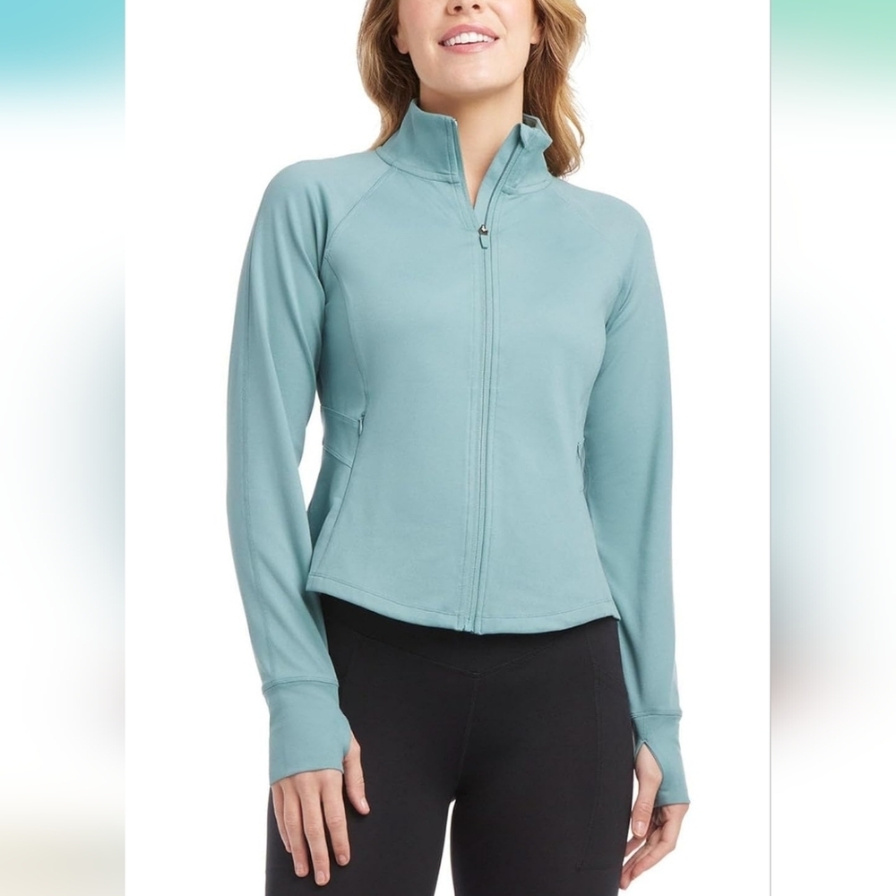 NWT‎ Jockey Tulip Hem Yoga Jacket Arctic Blue M